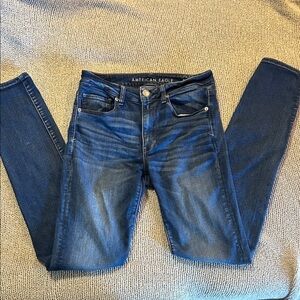 American Eagle Outfitters Women's Dark Blue High-Rise Skinny Jeans